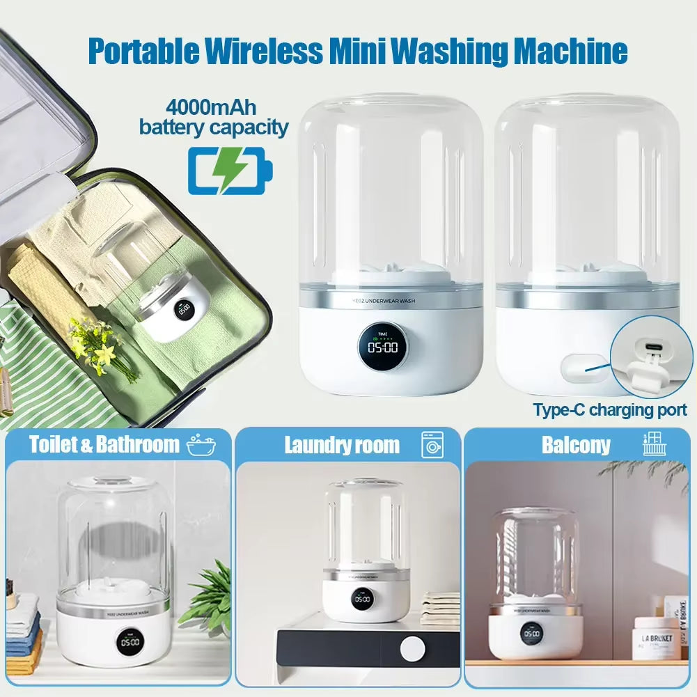 Mi Portable Cordless Washing Machine,Usb Rechargeable, Mini Washer for /Underwear/Socks/Baby Clothes Home Travel Laundry Bucket
