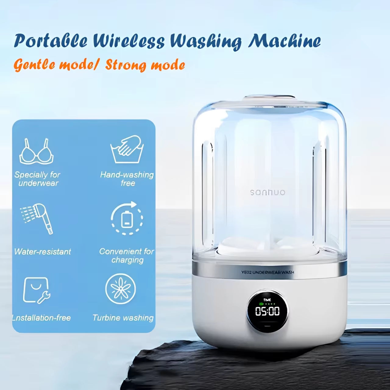Mi Portable Cordless Washing Machine,Usb Rechargeable, Mini Washer for /Underwear/Socks/Baby Clothes Home Travel Laundry Bucket
